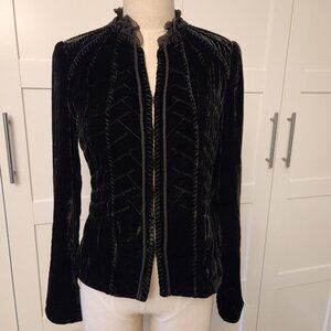 Elie Tahari Plisse Velvet Embroidered Jacket Size 6